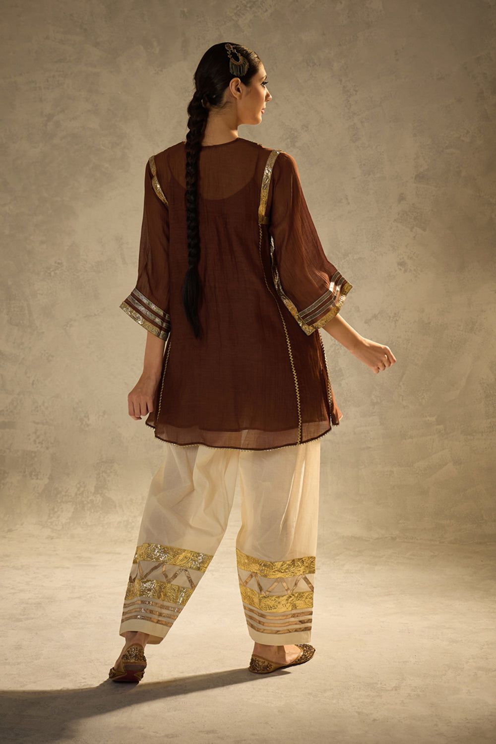 Multi Color Chinon Gota Patti Co-Ord Set