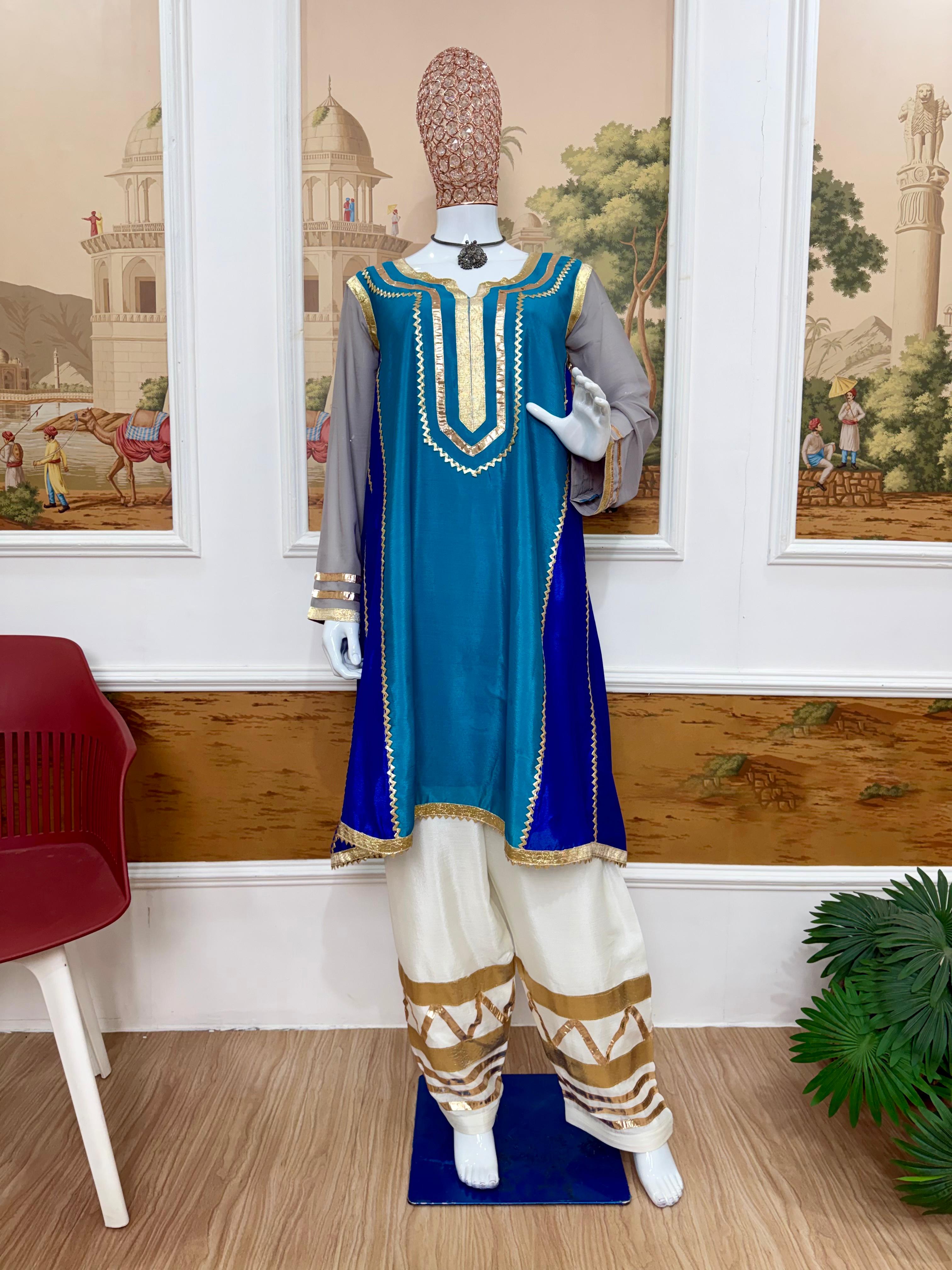 Multi Color Chinon Gota Patti Co-Ord Set