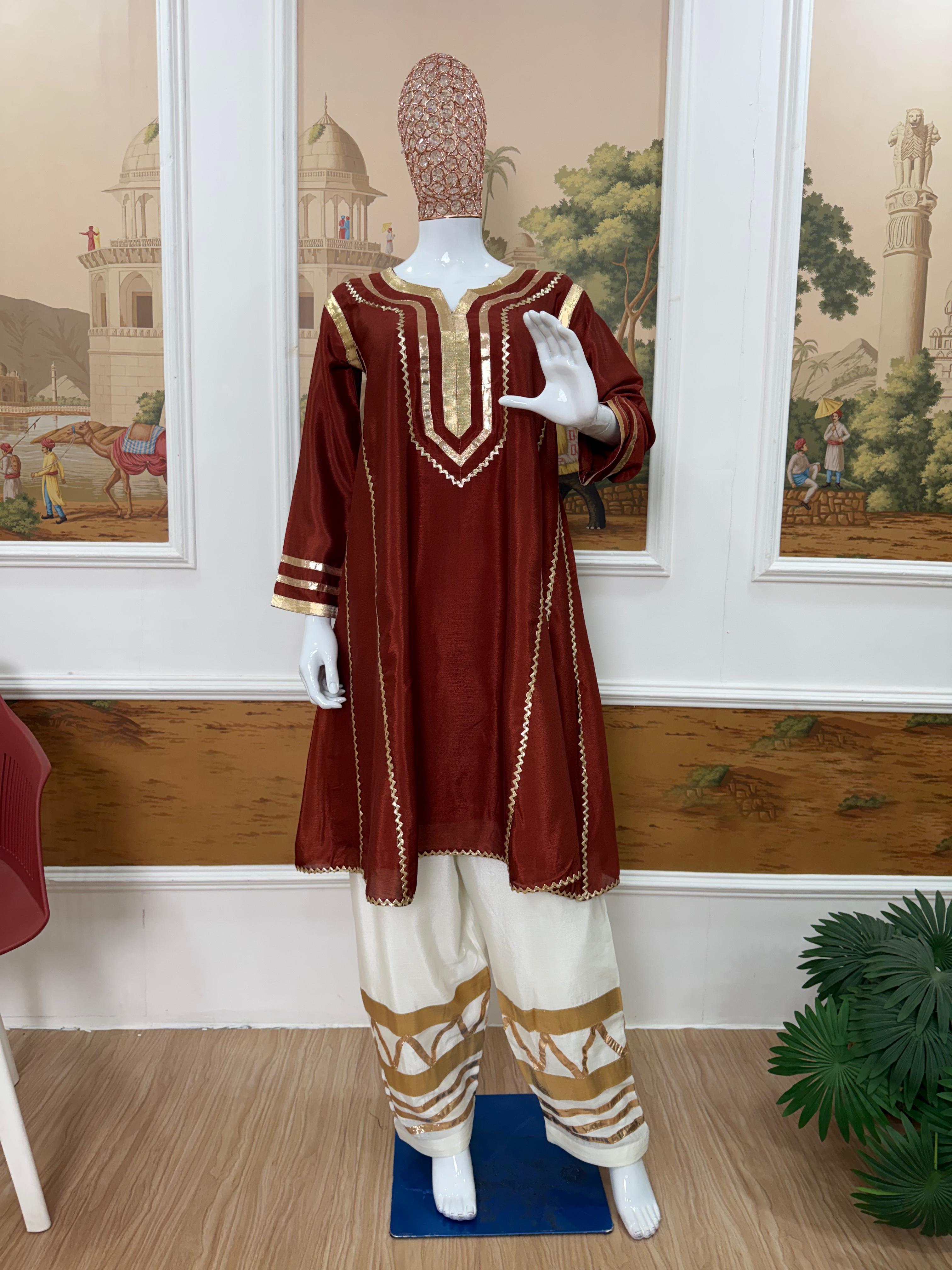 Multi Color Chinon Gota Patti Co-Ord Set