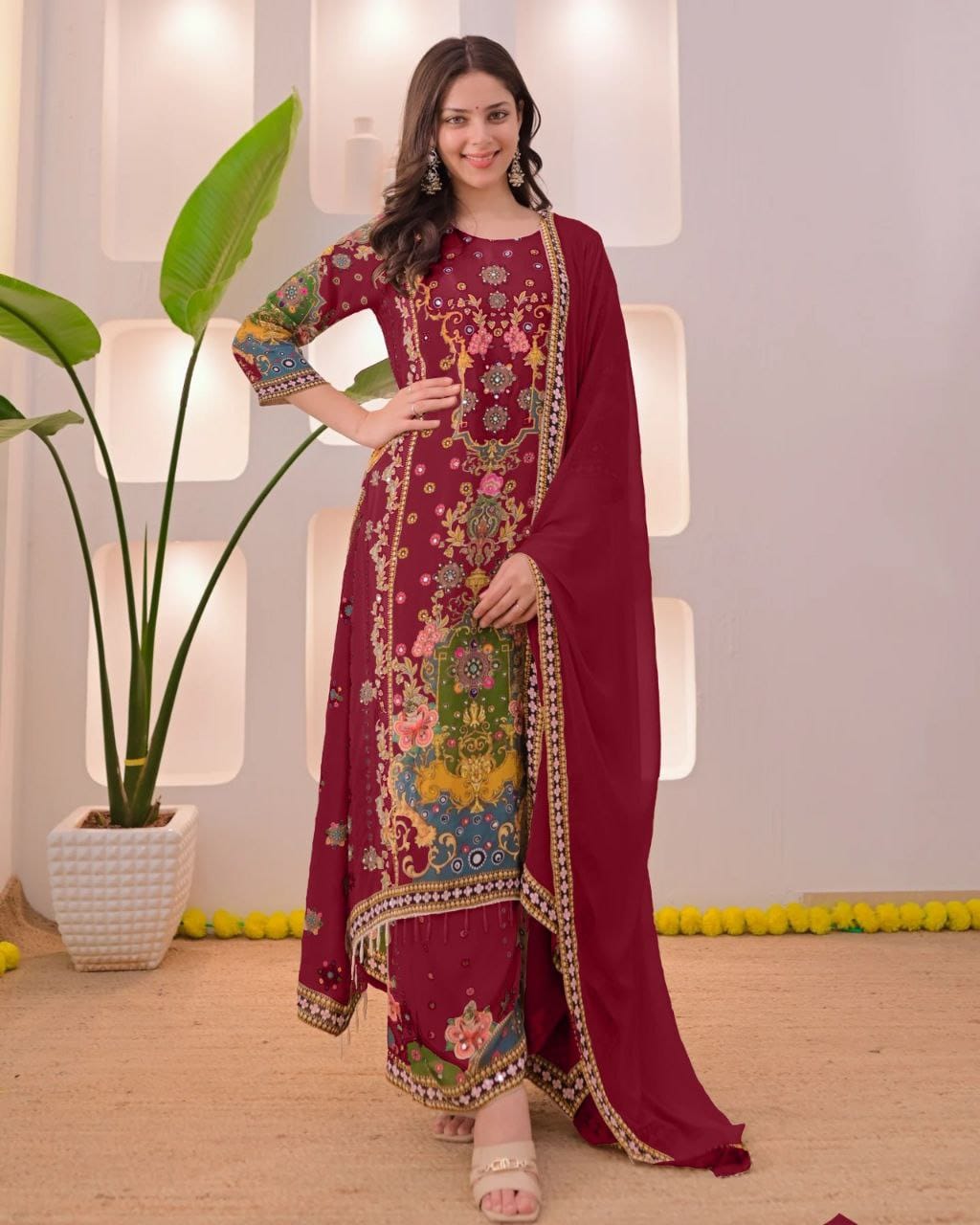 Noori Muslin Anarkali Palazzo Set