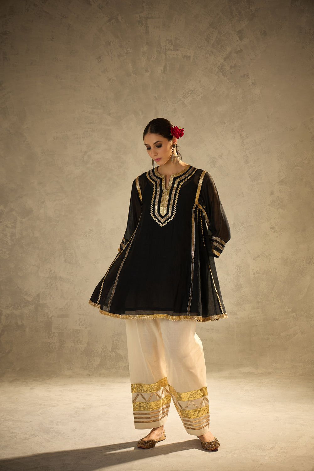 Multi Color Chinon Gota Patti Co-Ord Set