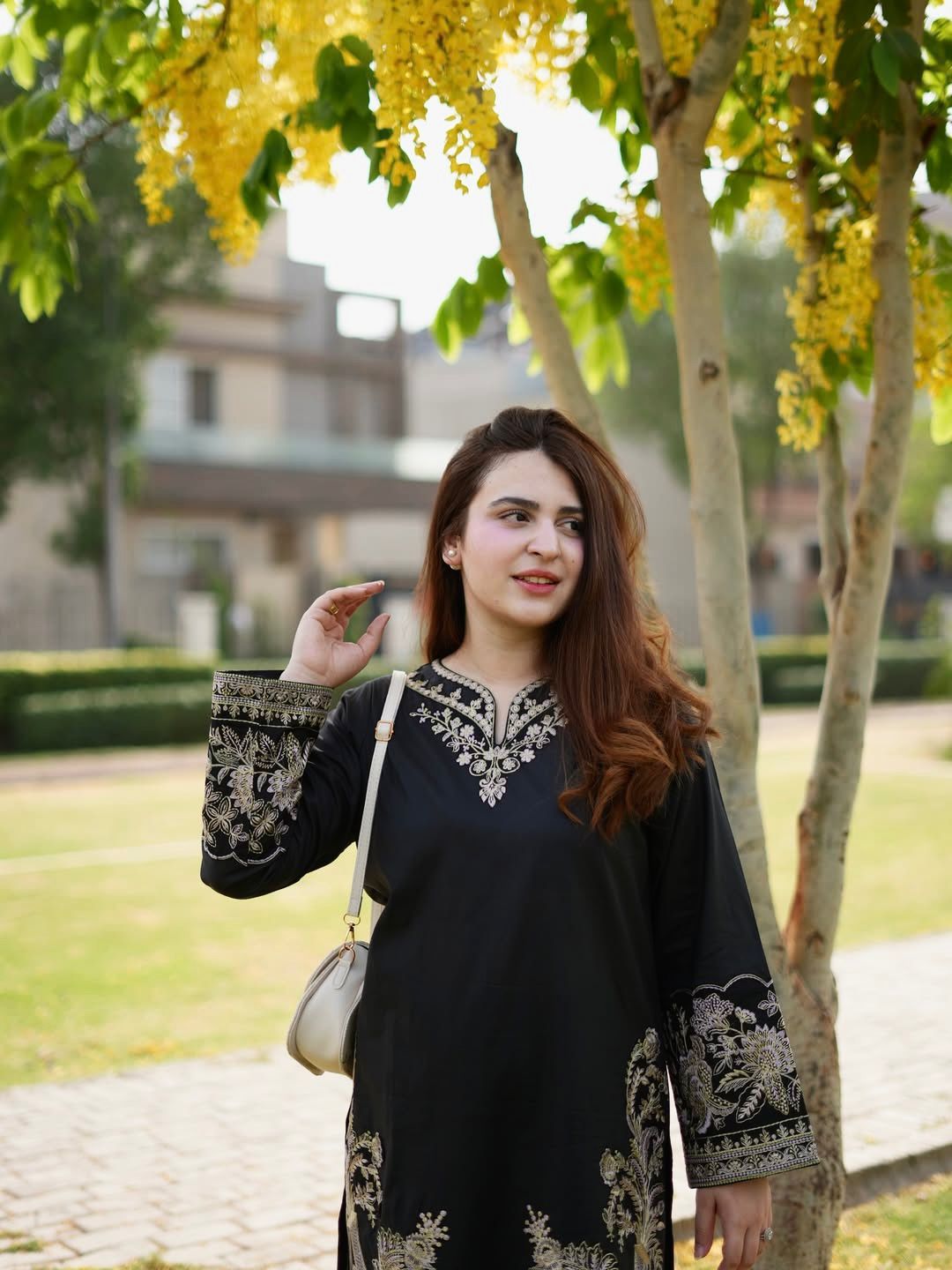Black Muslin Cotton Embroidered Co-Ord Palazzo Set