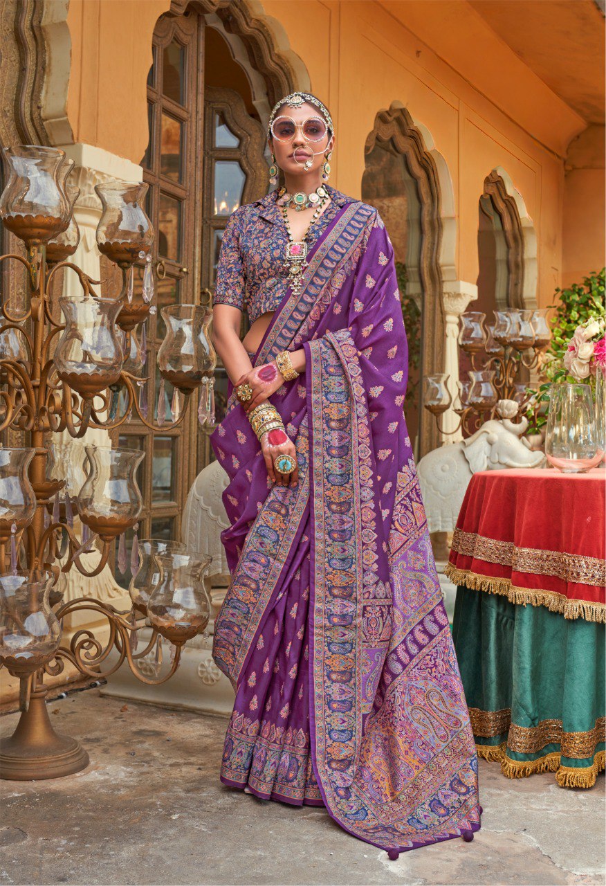 Silk Blend Patola Style Saree with Brocade Blouse