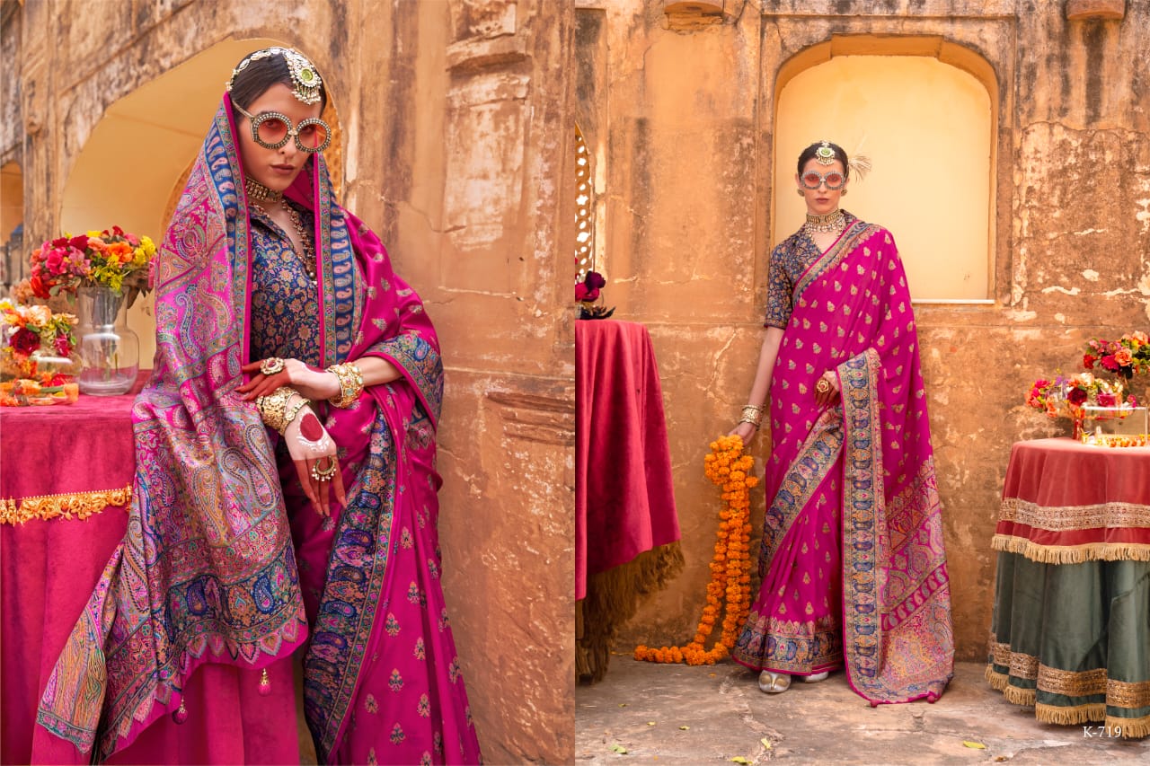 Silk Blend Patola Style Saree with Brocade Blouse