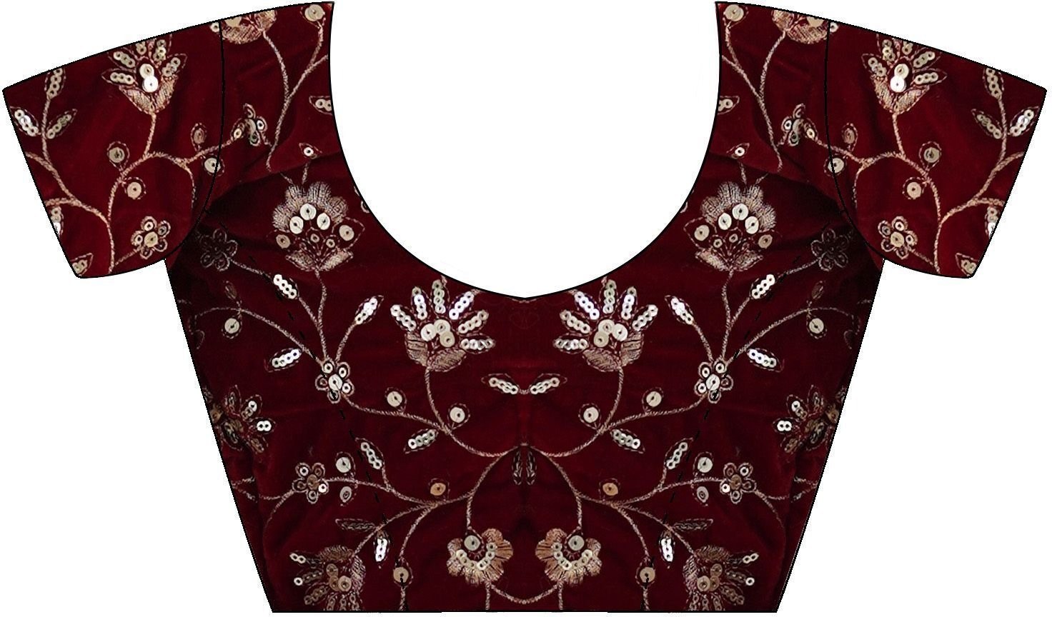 Brown Net Saree with Velvet Embroidered Blouse