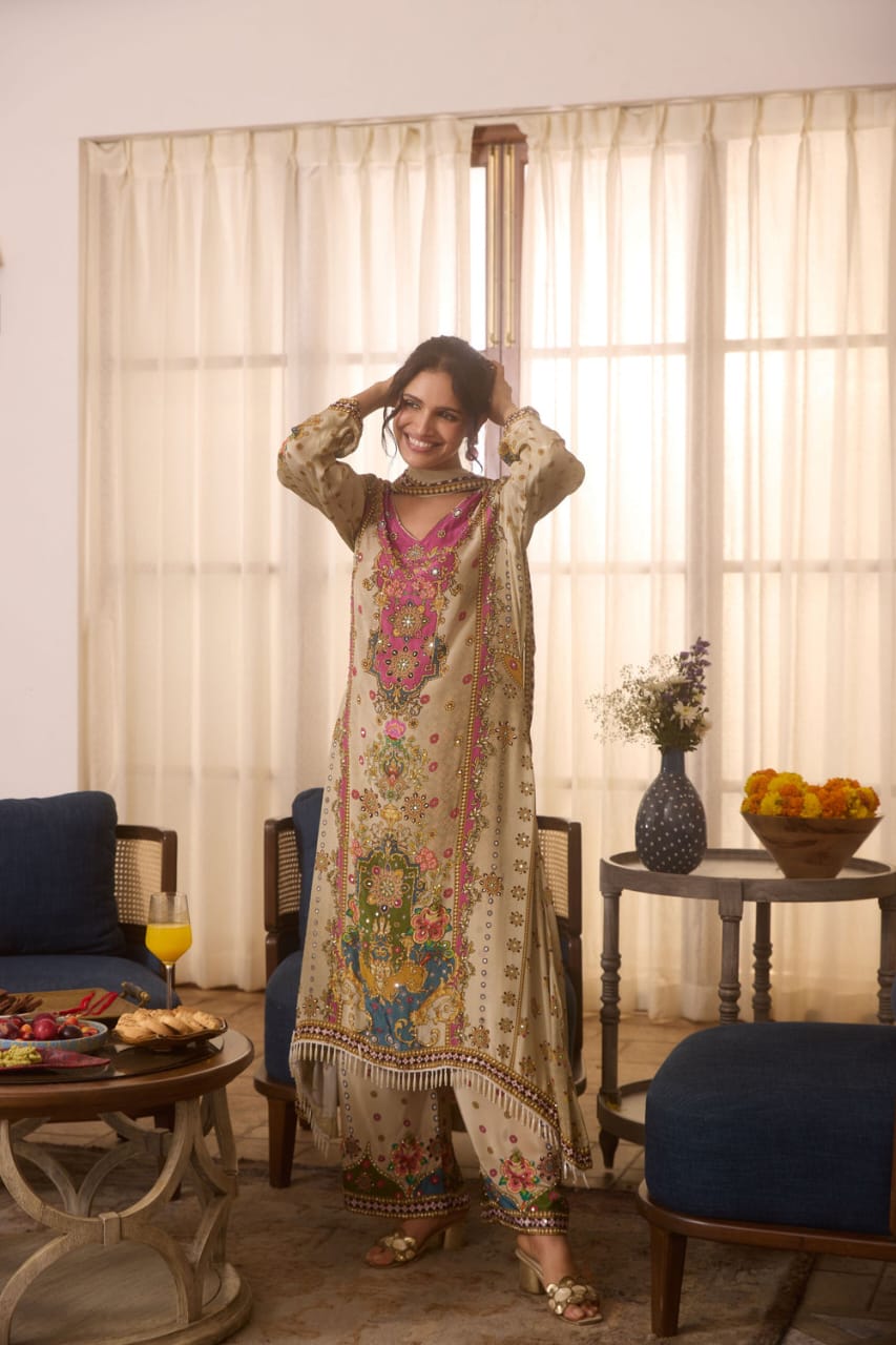 Noori Muslin Anarkali Palazzo Set