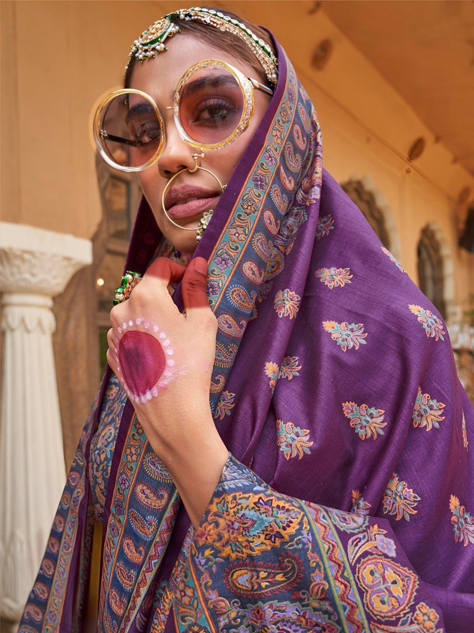 Silk Blend Patola Style Saree with Brocade Blouse