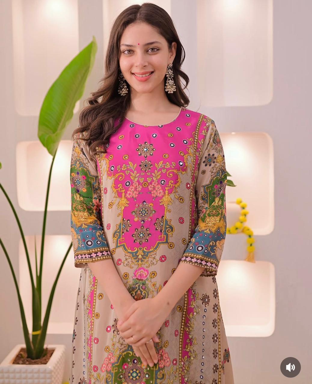 Noori Muslin Anarkali Palazzo Set