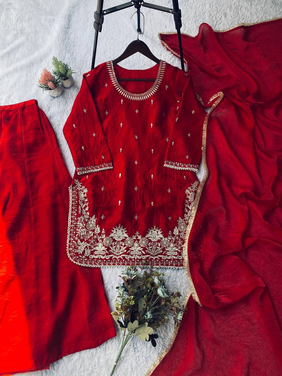 Fendy Sequins Kurti Palazzo Set with Dupatta – Eid Special