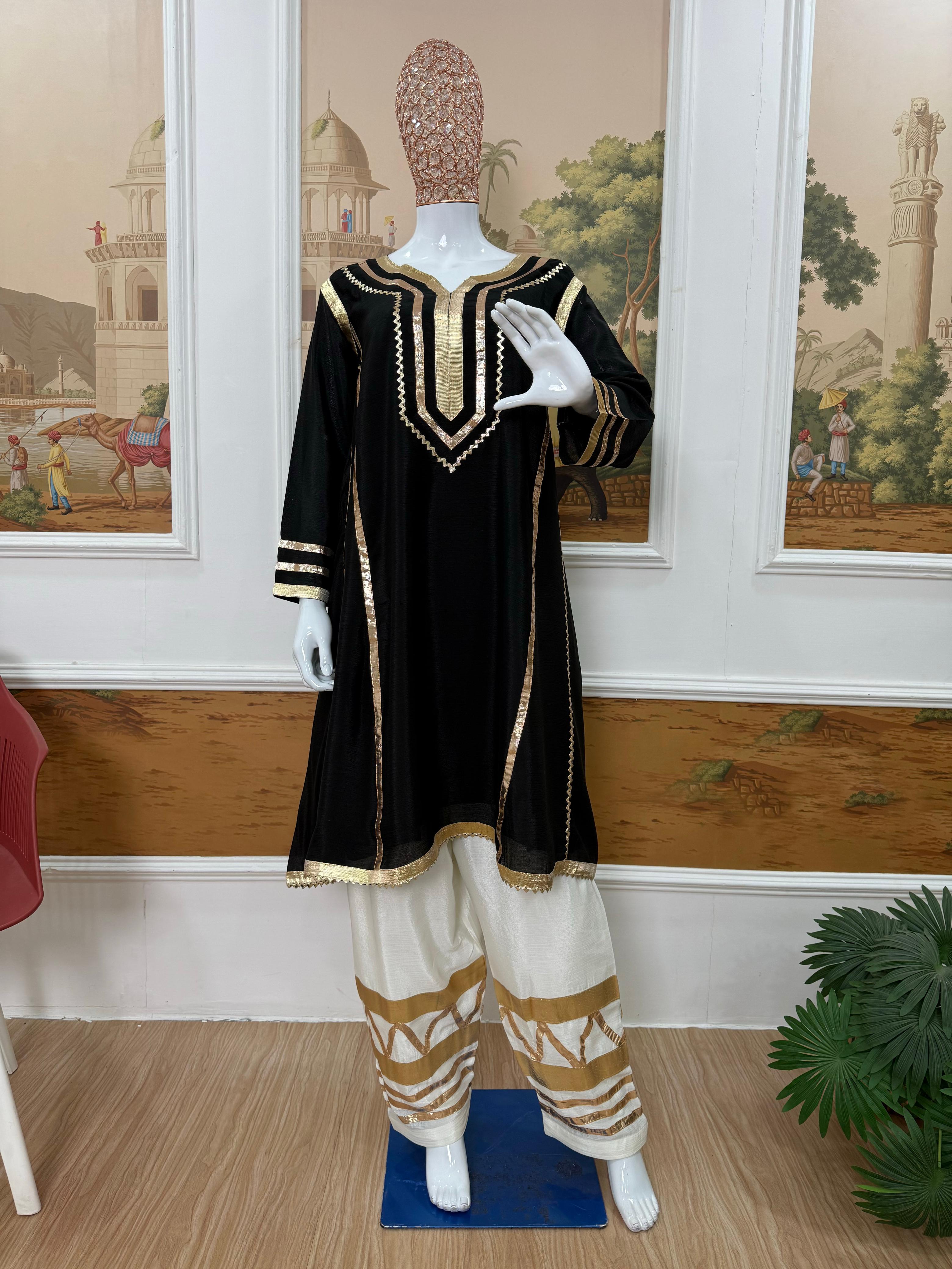Multi Color Chinon Gota Patti Co-Ord Set