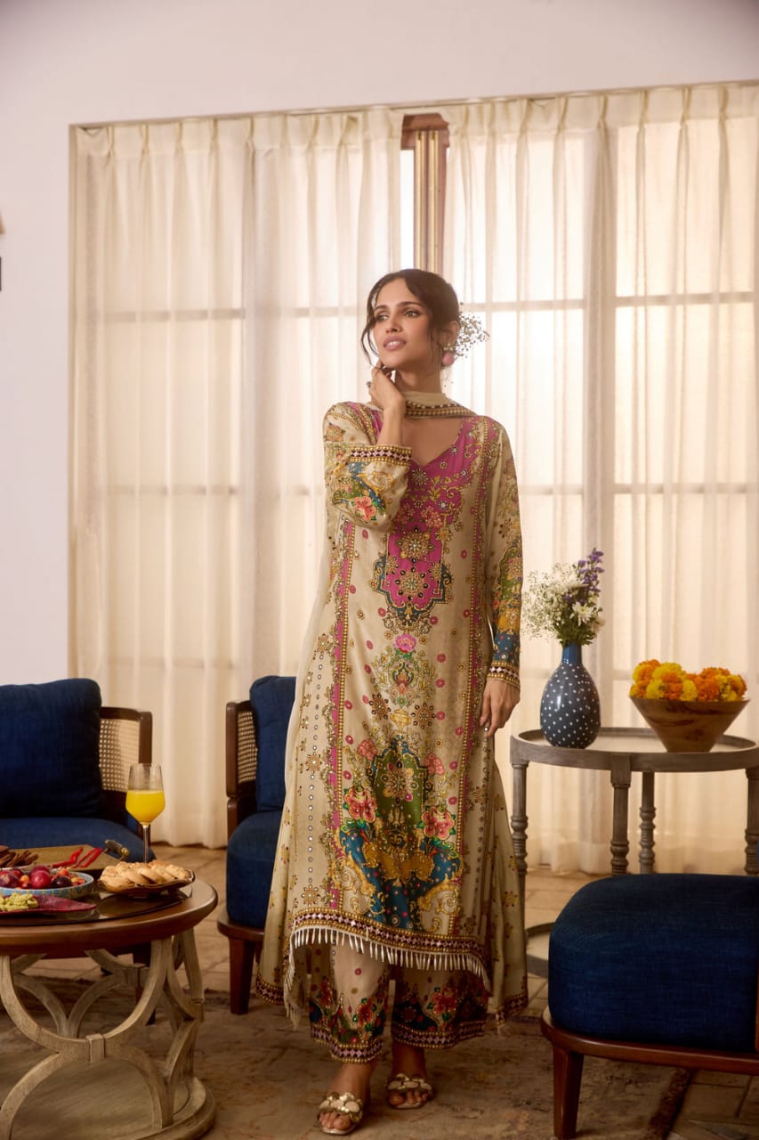 Noori Muslin Anarkali Palazzo Set