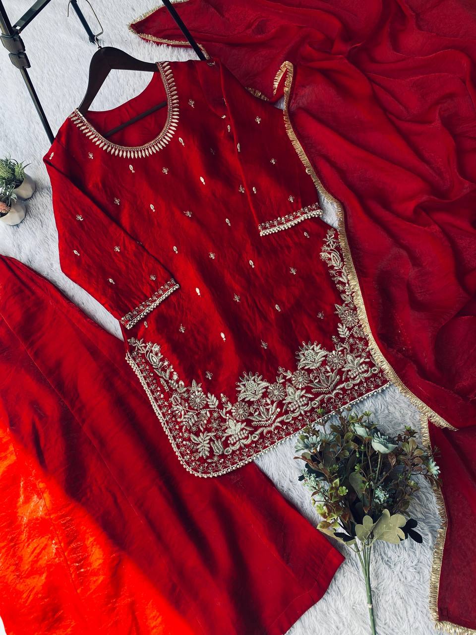 Fendy Sequins Kurti Palazzo Set with Dupatta – Eid Special
