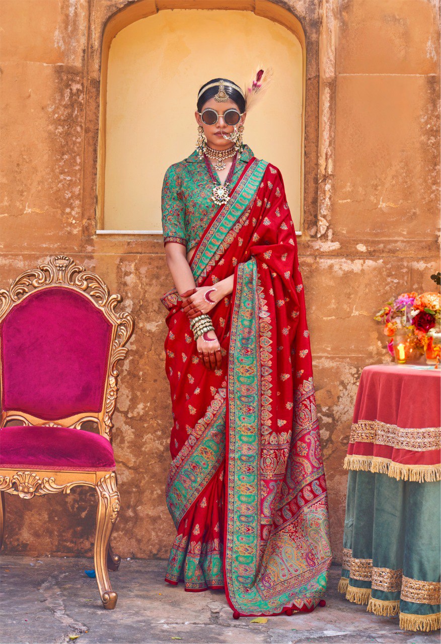 Silk Blend Patola Style Saree with Brocade Blouse