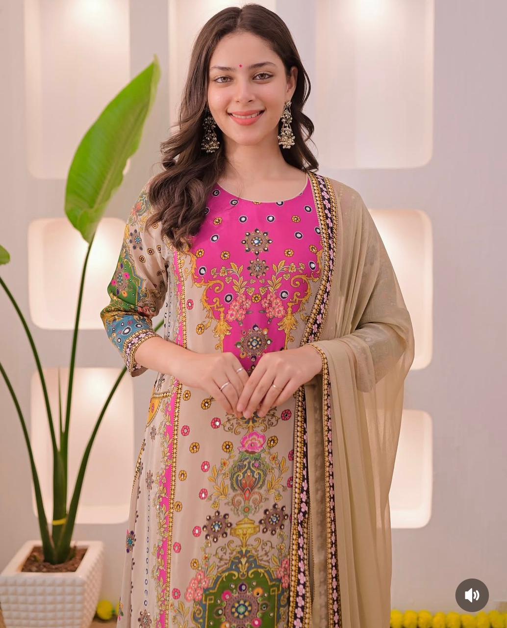 Noori Muslin Anarkali Palazzo Set