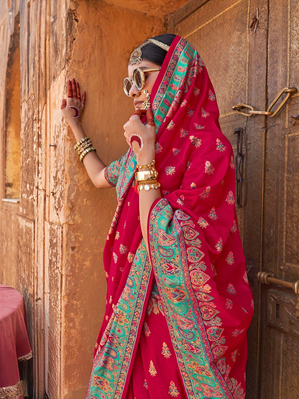 Silk Blend Patola Style Saree with Brocade Blouse