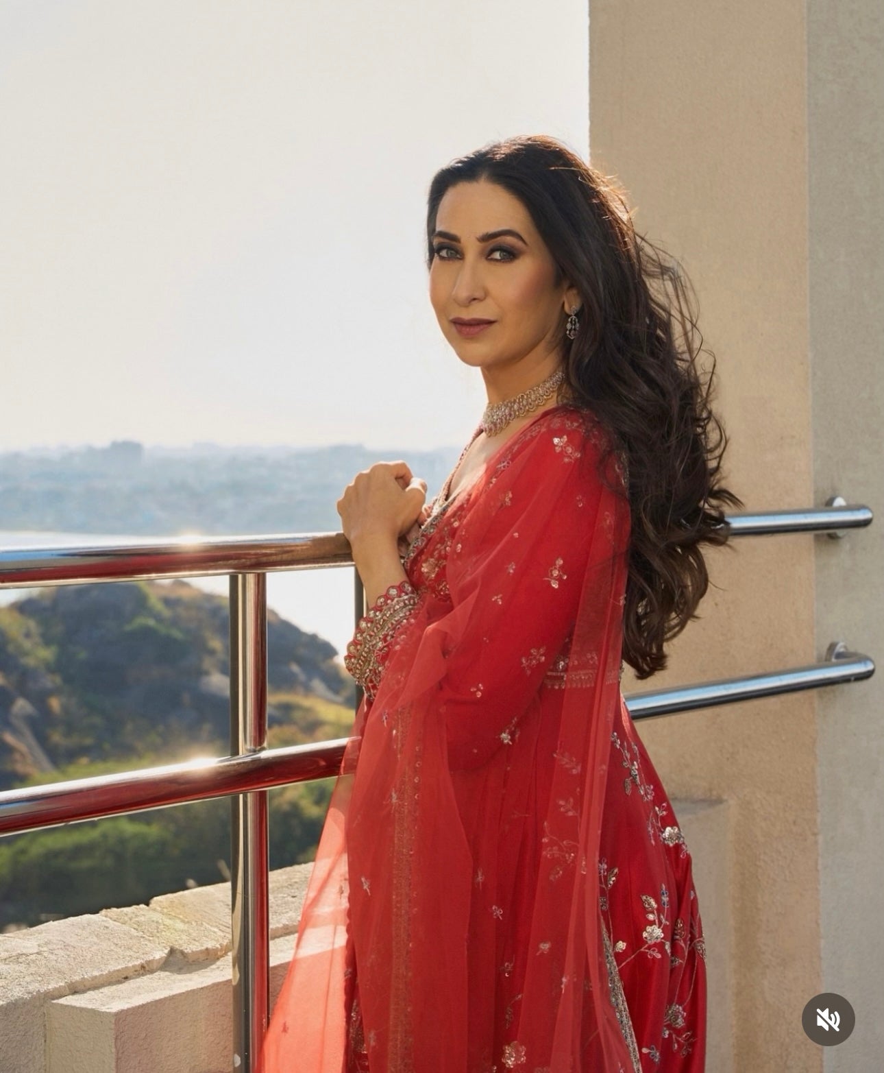 Red Georgette Anarkali Gown Set