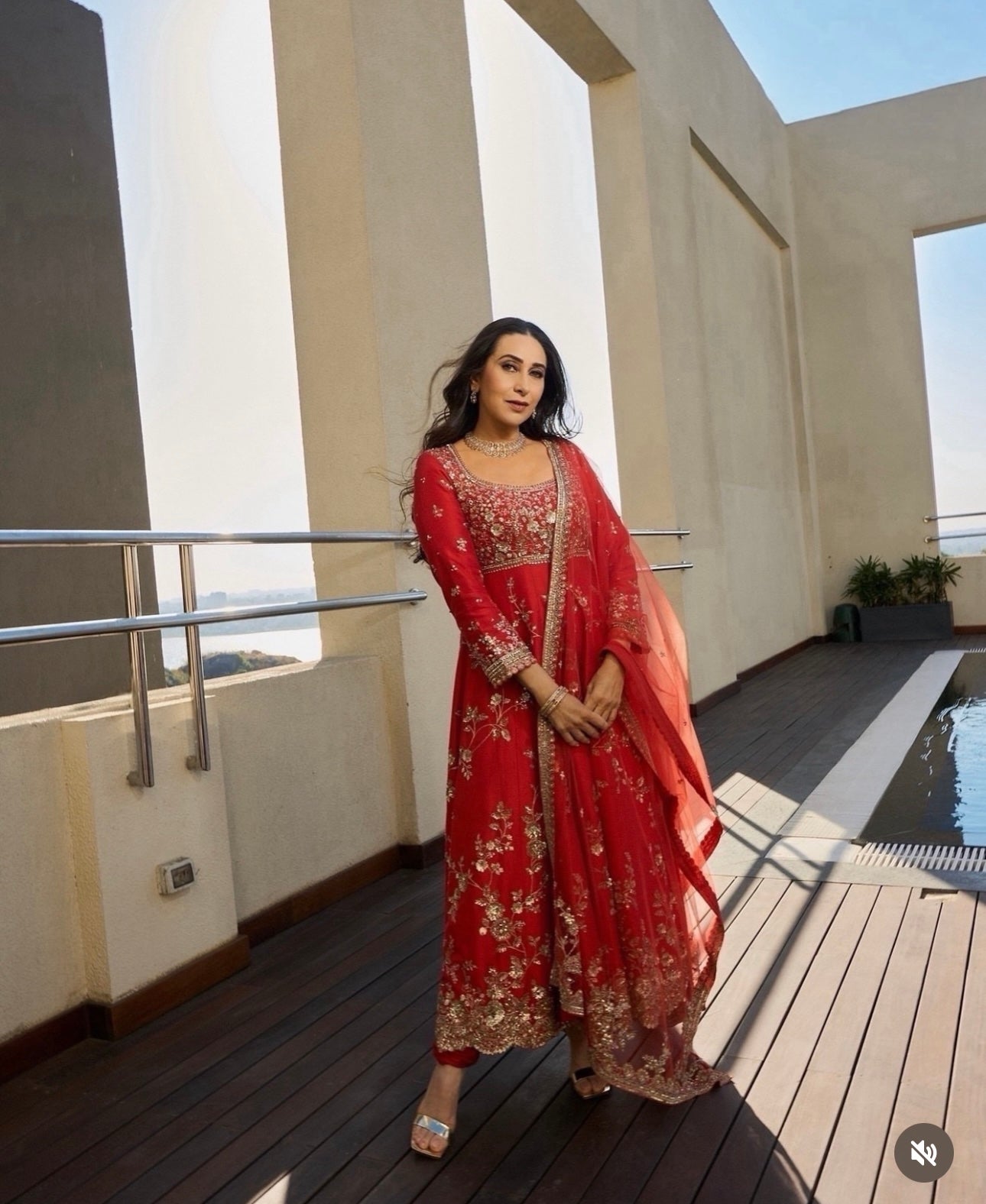 Red Georgette Anarkali Gown Set