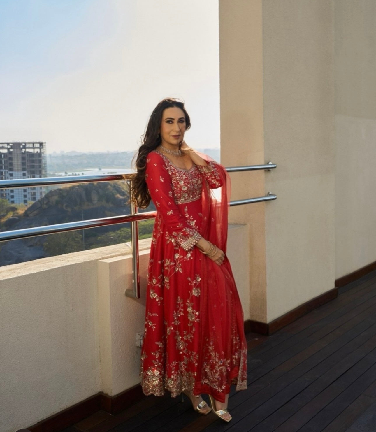 Red Georgette Anarkali Gown Set