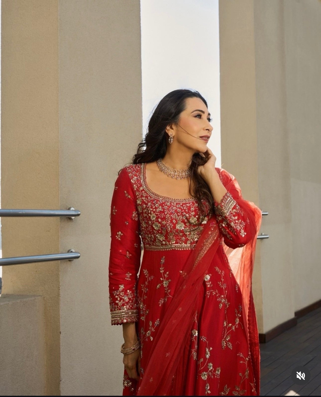 Red Georgette Anarkali Gown Set