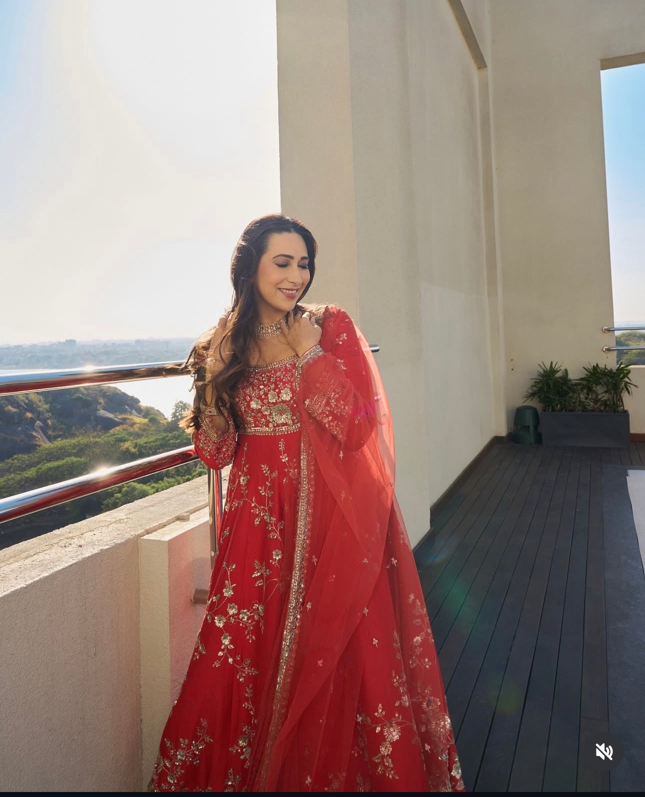 Red Georgette Anarkali Gown Set