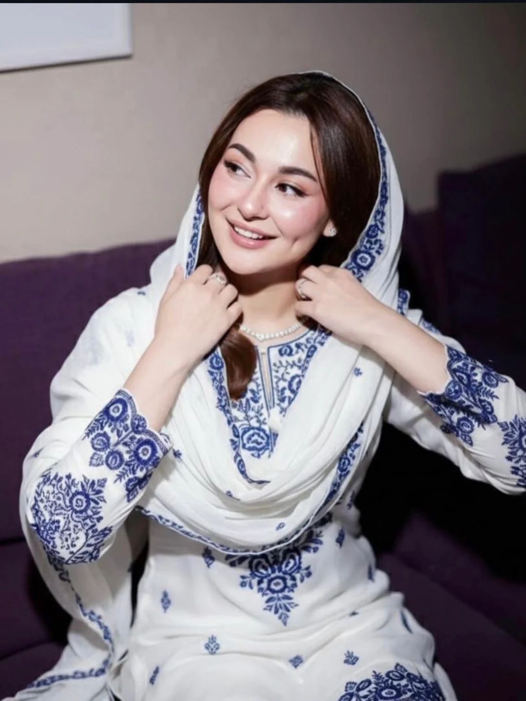 White Rayon Cotton Embroidered Farshi Palazzo Set with Dupatta