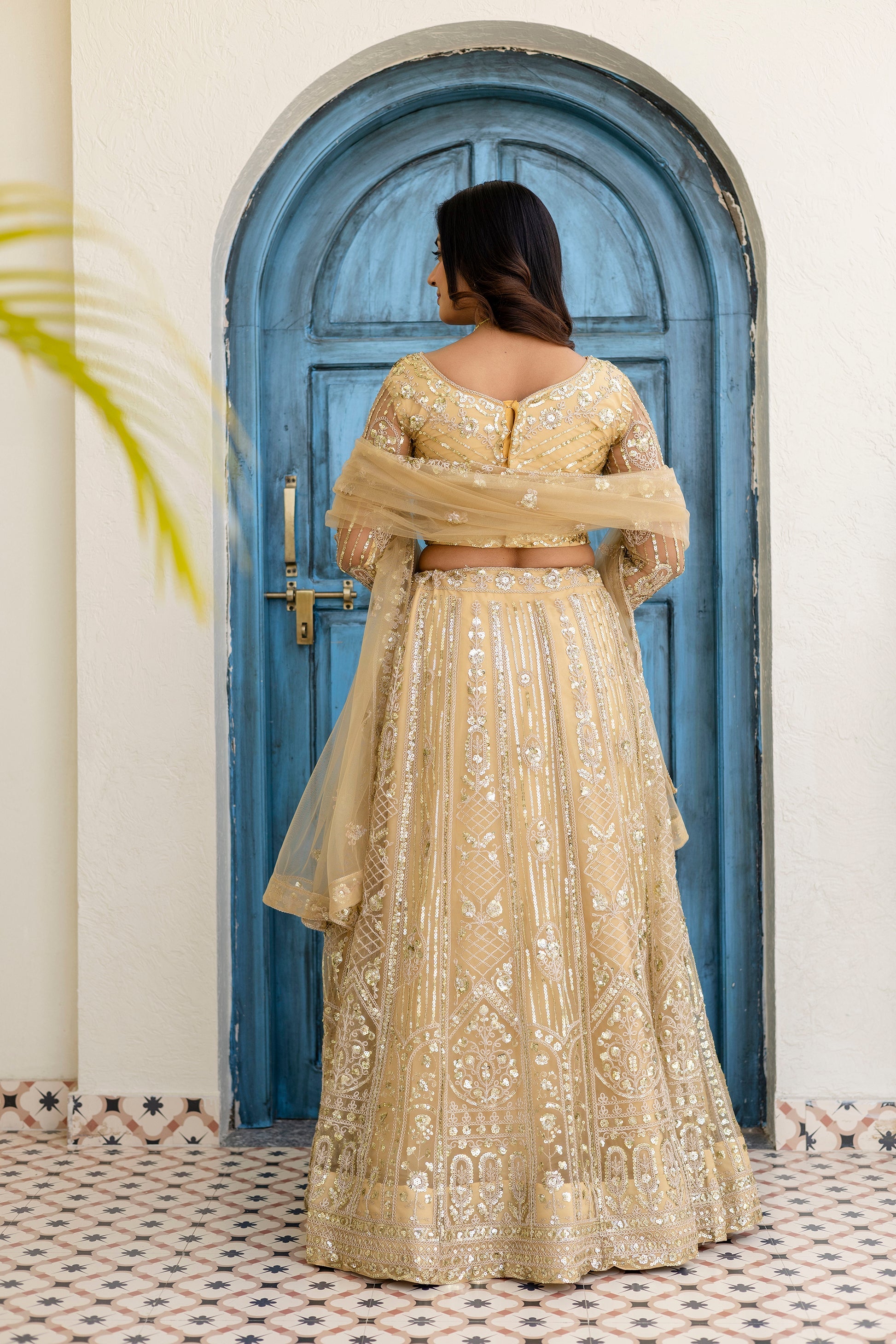 Net Sequins Embroidered Lehenga Set with Dupatta