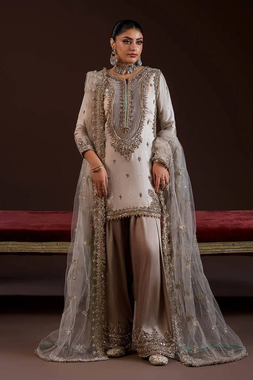 Crepe Silk Sequins Palazzo Set with Net Dupatta