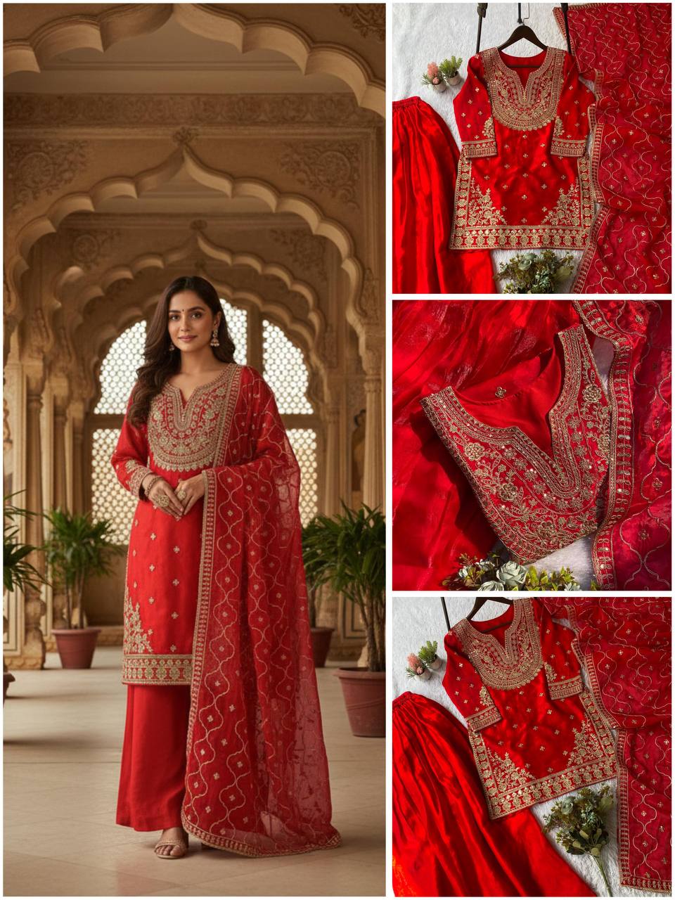 Fendy Cording Sequins Palazzo Set with Dupatta