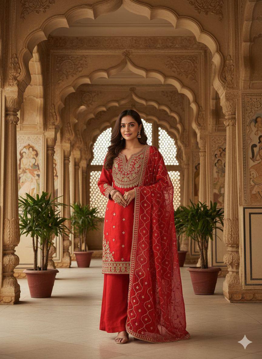 Fendy Cording Sequins Palazzo Set with Dupatta