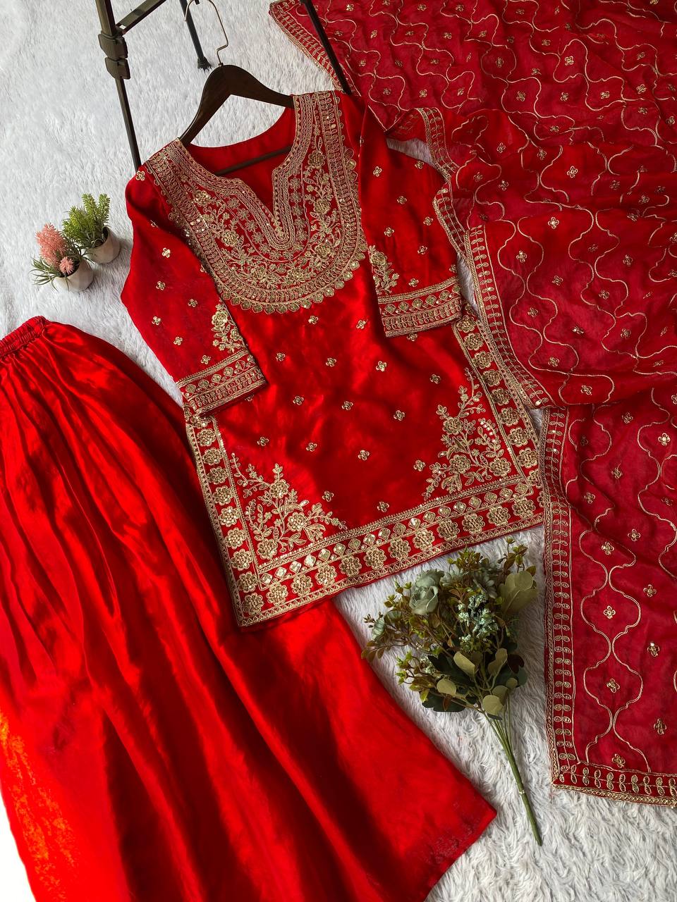 Fendy Cording Sequins Palazzo Set with Dupatta