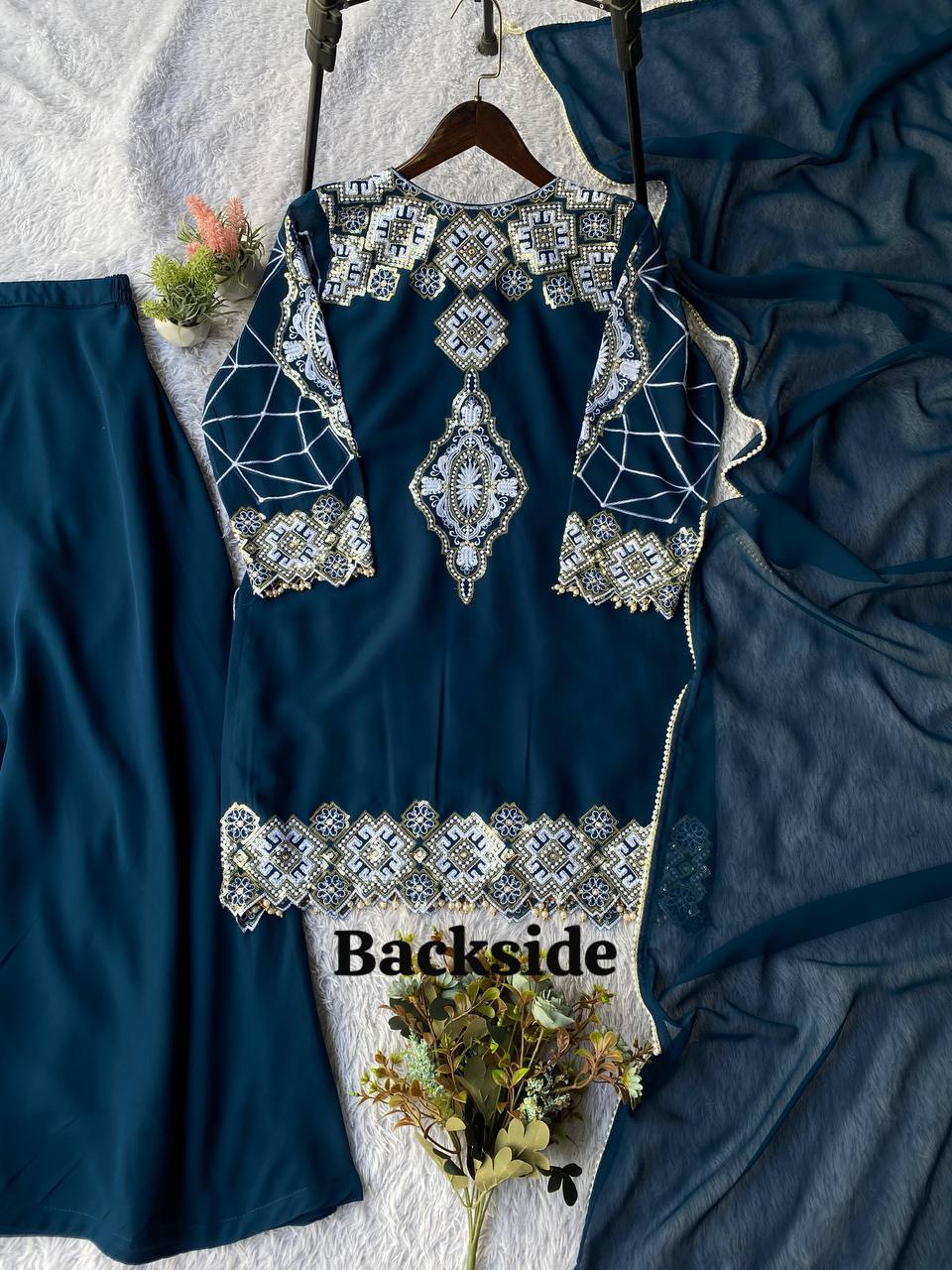 Georgette Sequins Palazzo Set with Tassel Dupatta