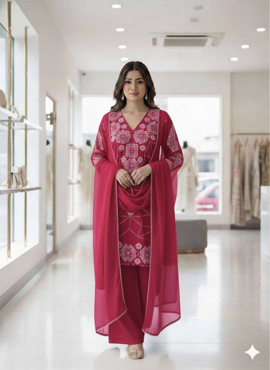 Georgette Sequins Palazzo Set with Tassel Dupatta